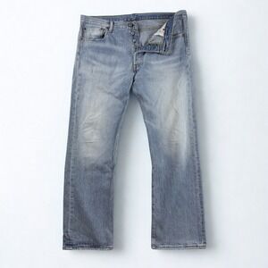 Levis 501 Original Fit Jeans Mens 34x29 Light Wash Blue‎ Denim Button Fly Pants